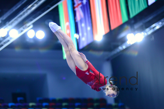 FIG World Cup in Trampoline Gymnastics Tumbling kicks off in Baku.Azerbaijan Baku 15  February 2020
