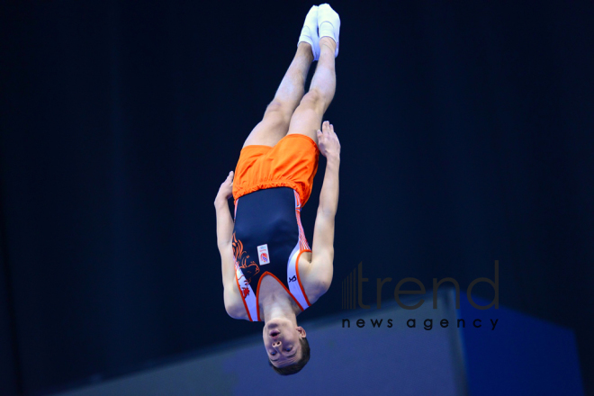 FIG World Cup in Trampoline Gymnastics Tumbling kicks off in Baku.Azerbaijan Baku 15  February 2020
