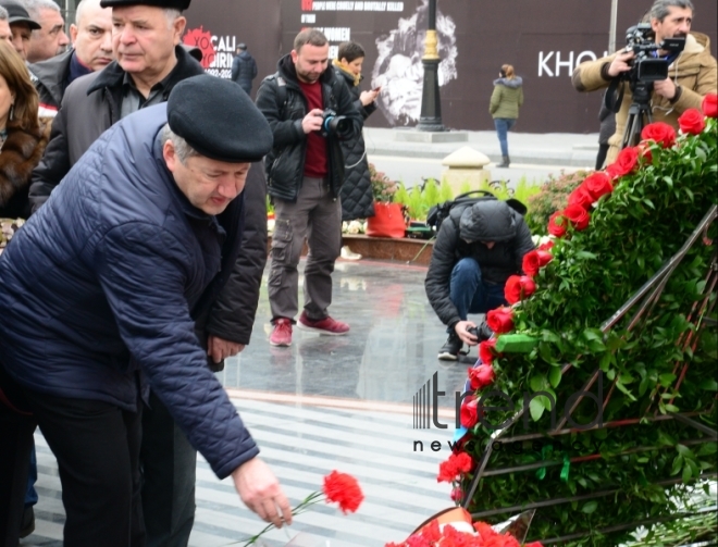 Azerbaijani public commemorates Khojaly genocide victims.Azerbaijan Baku 26 February 2020
