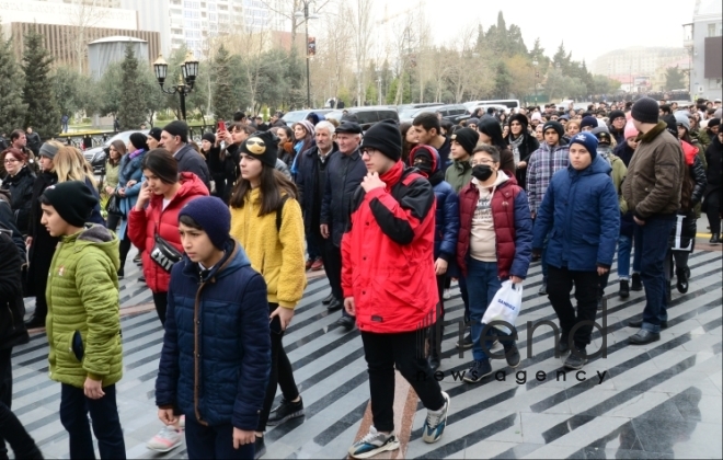 Azerbaijani public commemorates Khojaly genocide victims.Azerbaijan Baku 26 February 2020
