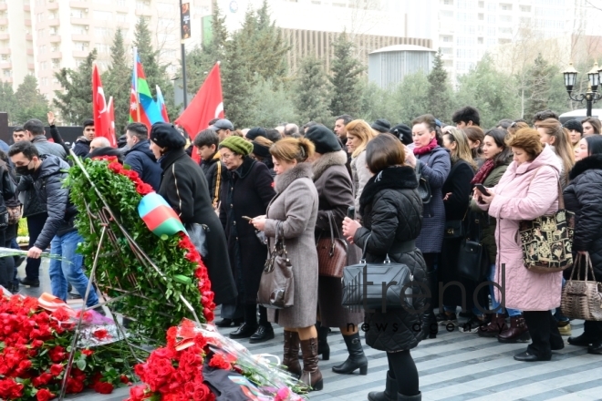 Azerbaijani public commemorates Khojaly genocide victims.Azerbaijan Baku 26 February 2020
