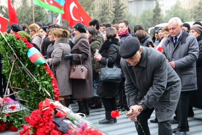 Azerbaijani public commemorates Khojaly genocide victims.Azerbaijan Baku 26 February 2020
