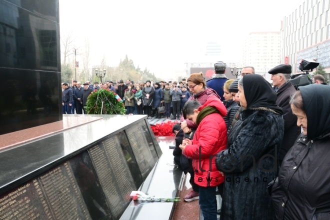 Azerbaijani public commemorates Khojaly genocide victims.Azerbaijan Baku 26 February 2020
