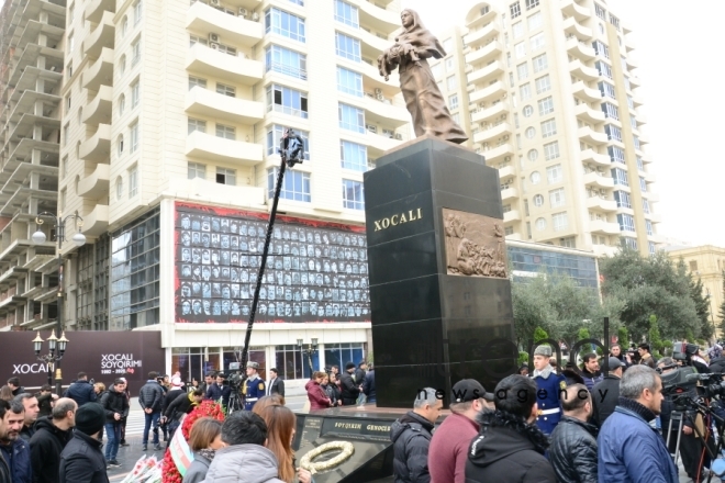 Azerbaijani public commemorates Khojaly genocide victims.Azerbaijan Baku 26 February 2020
