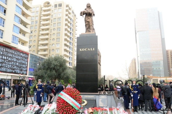 Azerbaijani public commemorates Khojaly genocide victims.Azerbaijan Baku 26 February 2020
