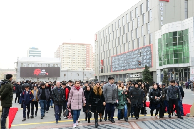 Azerbaijani public commemorates Khojaly genocide victims.Azerbaijan Baku 26 February 2020
