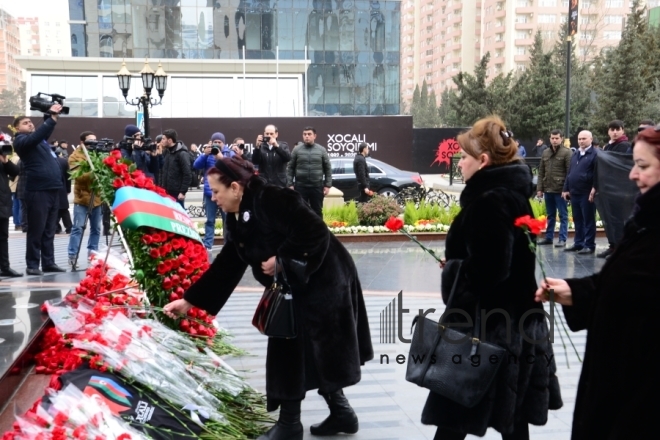 Azerbaijani public commemorates Khojaly genocide victims.Azerbaijan Baku 26 February 2020
