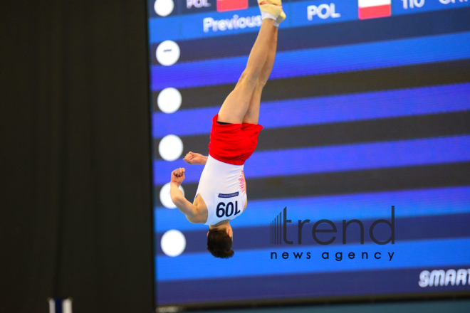 В Баку стартовал Международный турнир по мужской спортивной гимнастике AGF Junior Trophy.Азербайджан Баку 10 март 2020
