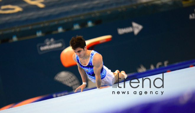 В Баку стартовал Международный турнир по мужской спортивной гимнастике AGF Junior Trophy.Азербайджан Баку 10 март 2020
