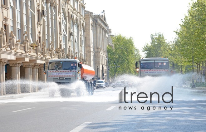 Baku streets are being disinfected.Azerbaijan Baku may 2   2020
