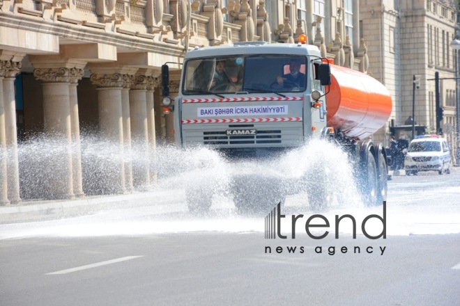 Baku streets are being disinfected.Azerbaijan Baku may 2   2020
