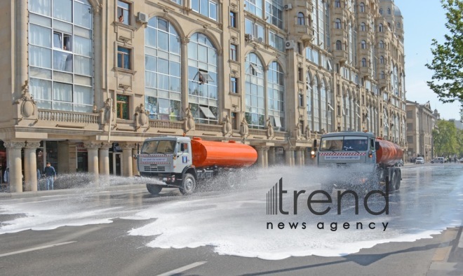 Baku streets are being disinfected.Azerbaijan Baku may 2   2020
