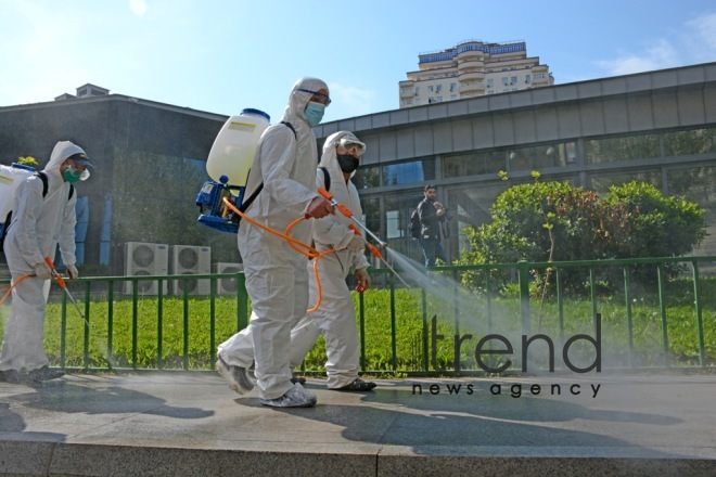 Baku streets are being disinfected.Azerbaijan Baku may 2   2020
