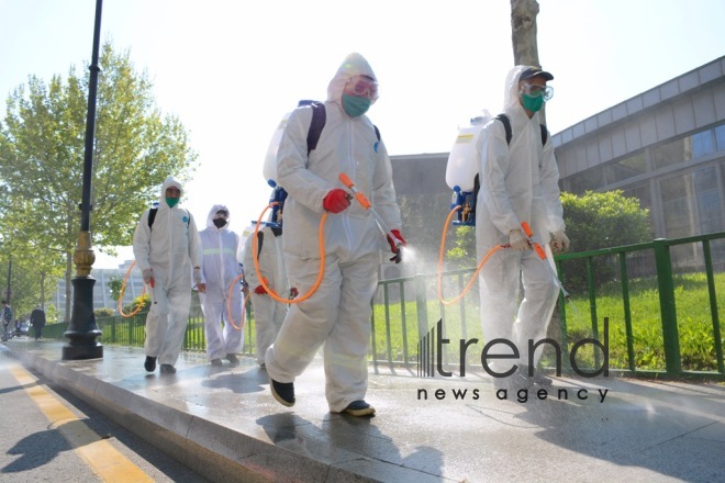 Baku streets are being disinfected.Azerbaijan Baku may 2   2020
