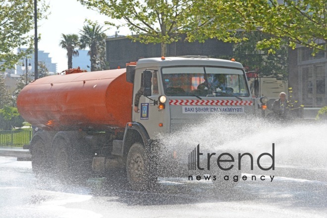 Baku streets are being disinfected.Azerbaijan Baku may 2   2020
