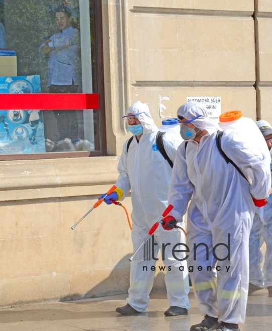 Baku streets are being disinfected.Azerbaijan Baku may 2   2020
