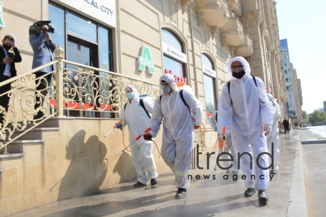 Baku streets are being disinfected.Azerbaijan Baku may 2   2020
