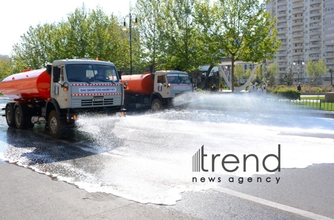 Baku streets are being disinfected.Azerbaijan Baku may 2   2020
