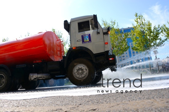 Baku streets are being disinfected.Azerbaijan Baku may 2   2020
