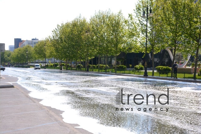 Baku streets are being disinfected.Azerbaijan Baku may 2   2020
