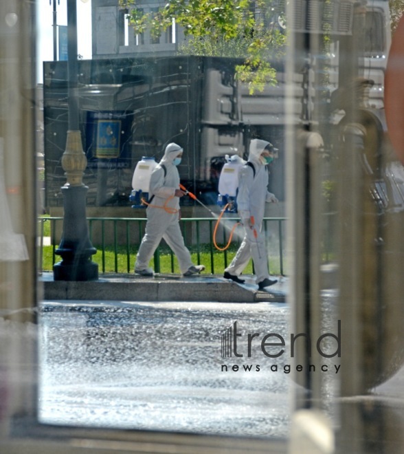 Baku streets are being disinfected.Azerbaijan Baku may 2   2020
