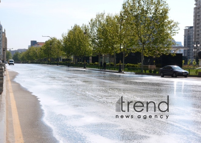 Baku streets are being disinfected.Azerbaijan Baku may 2   2020
