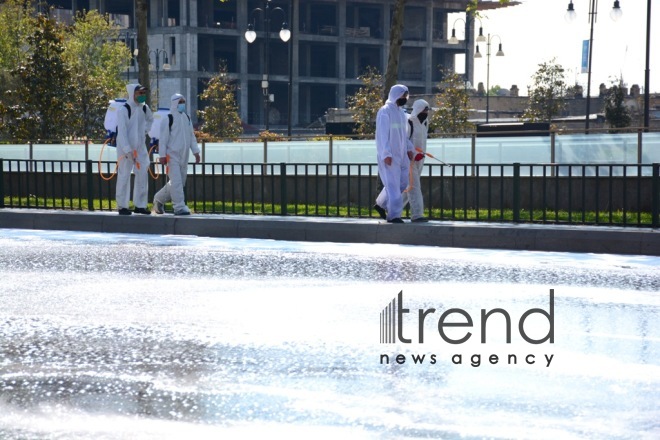 Baku streets are being disinfected.Azerbaijan Baku may 2   2020
