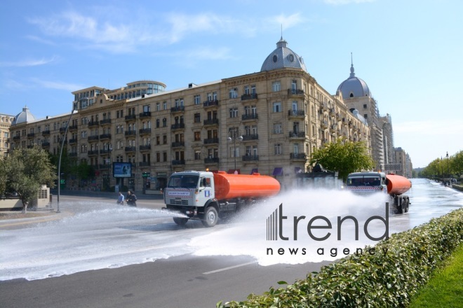 Baku streets are being disinfected.Azerbaijan Baku may 2   2020
