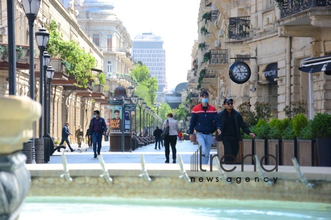 Bakı küçələri karantin dövründə.Azərbaycan Bakı 15  may 2020