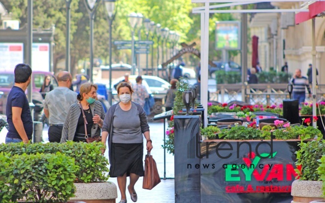 Baku after quarantine easing.Azerbaijan  Baku  may 20   2020