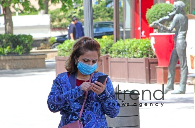 Baku after quarantine easing.Azerbaijan  Baku  may 20   2020