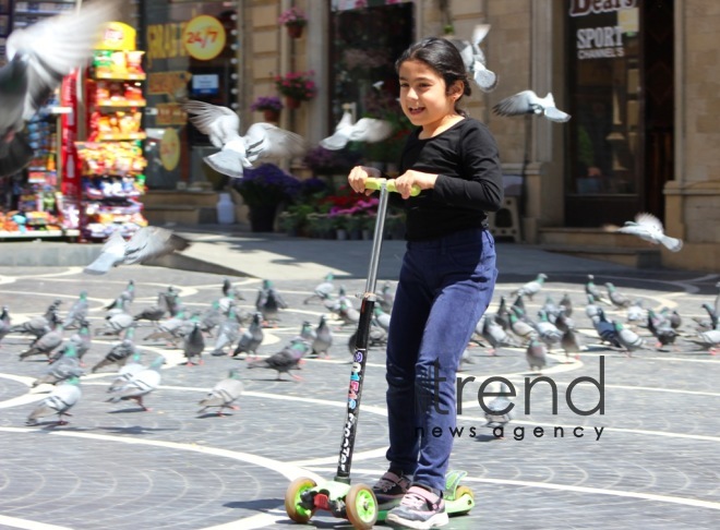 Baku after quarantine easing.Azerbaijan  Baku  may 20   2020