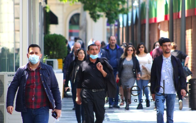 Baku after quarantine easing.Azerbaijan  Baku  may 20   2020