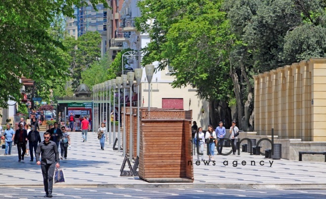Baku after quarantine easing.Azerbaijan  Baku  may 20   2020