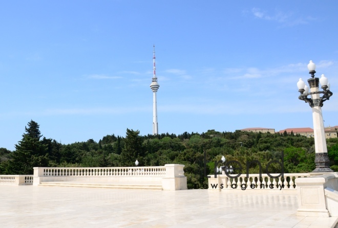 Highland Park with magnificent view of Baku city.Azerbaijan  Baku  June 12   2020

