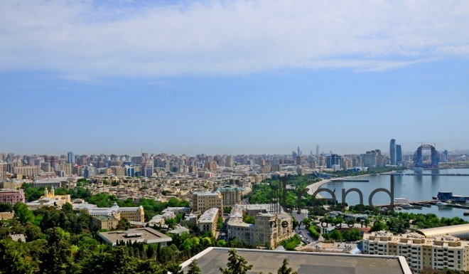 Highland Park with magnificent view of Baku city.Azerbaijan  Baku  June 12   2020

