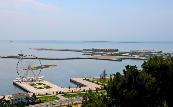 Highland Park with magnificent view of Baku city.Azerbaijan  Baku  June 12   2020

