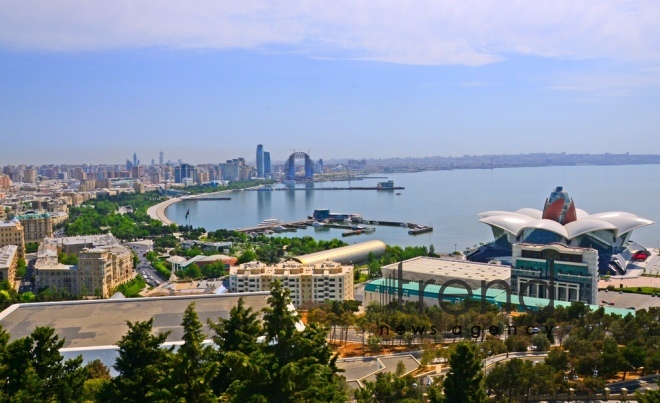 Highland Park with magnificent view of Baku city.Azerbaijan  Baku  June 12   2020

