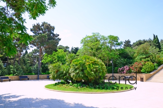 Highland Park with magnificent view of Baku city.Azerbaijan  Baku  June 12   2020

