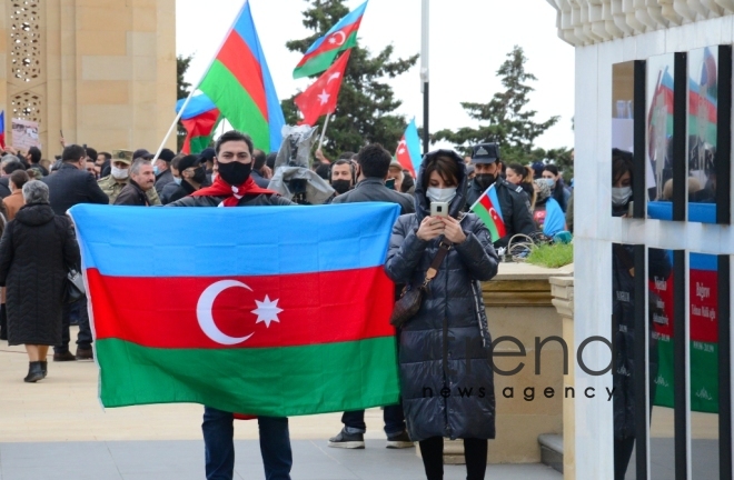 В Баку прошло победное шествие по случаю освобождения Агдама.Aзербайджан Баку 20 ноября 2020
