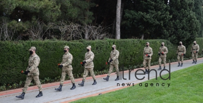 Azerbaijani public honoring memory of great leader Heydar Aliyev.Azerbaijan Baku 12 december 2020