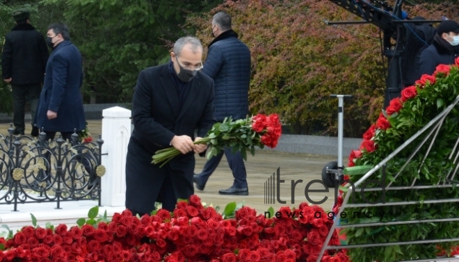 Azerbaijani public honoring memory of great leader Heydar Aliyev.Azerbaijan Baku 12 december 2020
