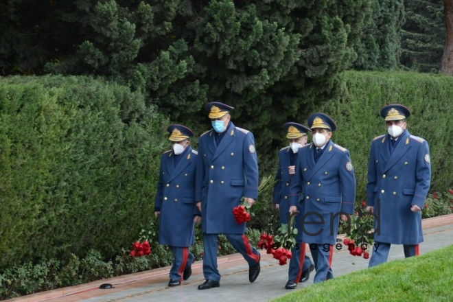 Azerbaijani public honoring memory of great leader Heydar Aliyev.Azerbaijan Baku 12 december 2020