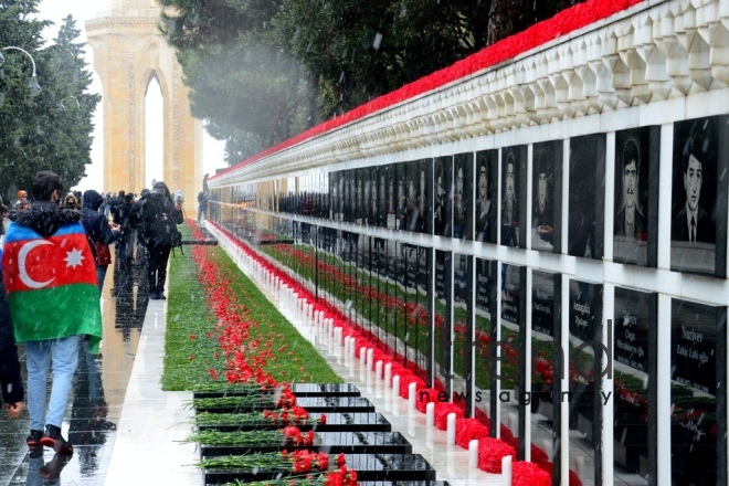 Azerbaijani people honoring memory of 20 January tragedy victims.Azerbaijan Baku Yanuary 20   2021