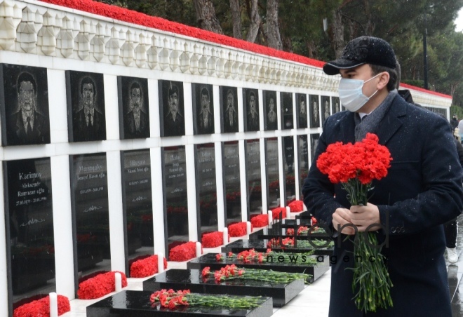 Azerbaijani people honoring memory of 20 January tragedy victims.Azerbaijan Baku Yanuary 20   2021