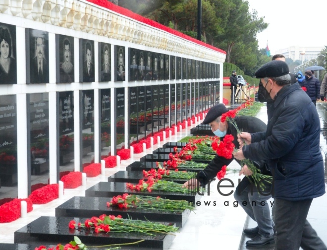 Azerbaijani people honoring memory of 20 January tragedy victims.Azerbaijan Baku Yanuary 20   2021