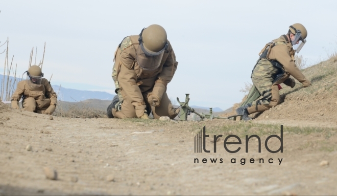 The territory of Azerbaijani Fuzuli district liberated from Armenian occupation being cleared of mines and unexploded ordnance. Fuzuli Azerbaijan 26  January  2021