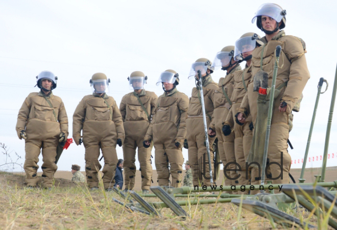 The territory of Azerbaijani Fuzuli district liberated from Armenian occupation being cleared of mines and unexploded ordnance. Fuzuli Azerbaijan 26  January  2021