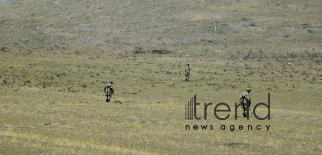 The territory of Azerbaijani Fuzuli district liberated from Armenian occupation being cleared of mines and unexploded ordnance. Fuzuli Azerbaijan 26  January  2021