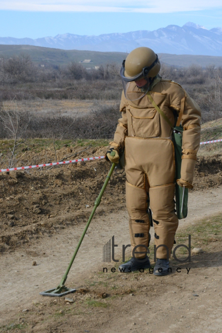 The territory of Azerbaijani Fuzuli district liberated from Armenian occupation being cleared of mines and unexploded ordnance. Fuzuli Azerbaijan 26  January  2021